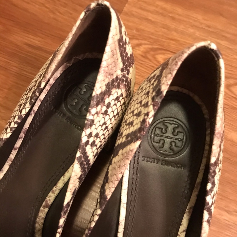 Tory Burch snake skin shoes.